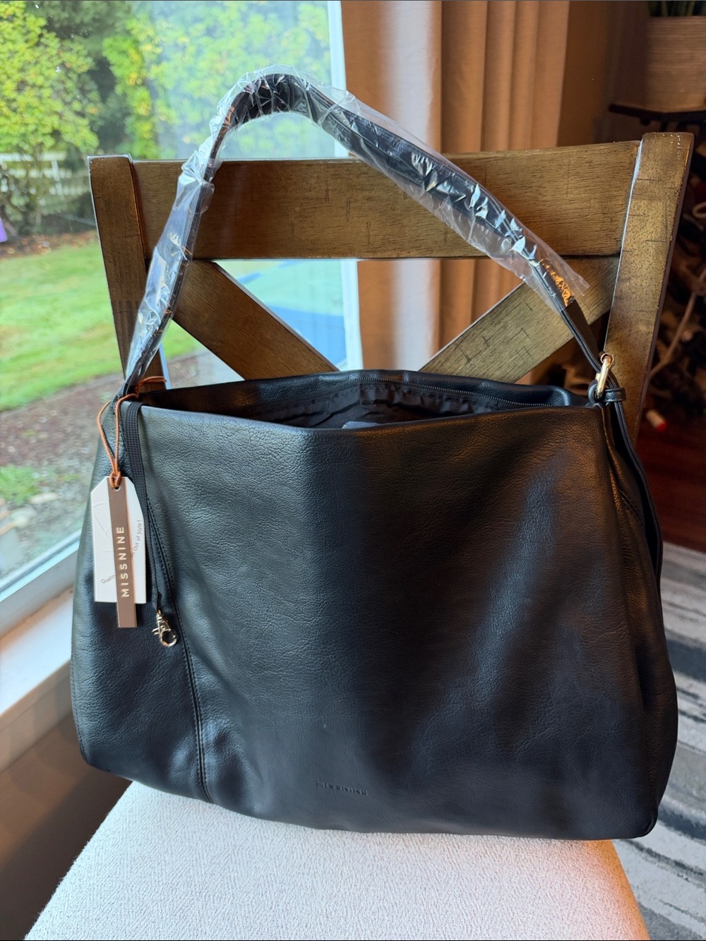 Black Faux Leather Shoulder Bag